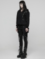 Black Gothic Punk Daily Wear Hooded Sweatshirt for Women