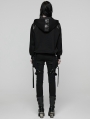 Black Gothic Punk Daily Wear Hooded Sweatshirt for Women
