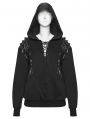 Black Gothic Punk Daily Wear Hooded Sweatshirt for Women