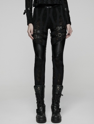 Black Gothic Decadent Punk Leggings for Women