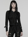 Black Gothic Decadent Punk Long Sleeve Hooded T-Shirt for Women