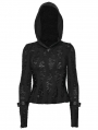 Black Gothic Decadent Punk Long Sleeve Hooded T-Shirt for Women