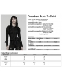 Black Gothic Decadent Punk Long Sleeve Hooded T-Shirt for Women