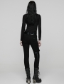 Black Gothic Punk Pleated Long Sleeve T-Shirt for Women