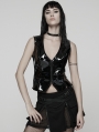 Black Dark Gothic Patent Leather Vest for Women