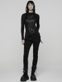 Black Gothic Punk Hooded Asymmetrical T-Shirt for Women