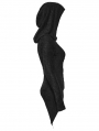 Black Gothic Punk Hooded Asymmetrical T-Shirt for Women