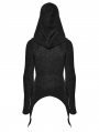 Black Gothic Punk Hooded Asymmetrical T-Shirt for Women
