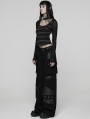 Black and Grey Gothic Punk Stripe Short T-shirt for Women
