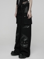 Black Gothic Punk Low-Waist Wide-Leg Pants for Women