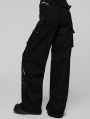 Black Gothic Punk Low-Waist Wide-Leg Pants for Women