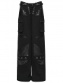 Black Gothic Punk Low-Waist Wide-Leg Pants for Women