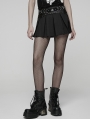 Black Gothic Punk Pleated A-Line Mini Skirt