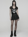 Black Gothic Punk Pleated A-Line Mini Skirt