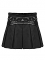 Black Gothic Punk Pleated A-Line Mini Skirt