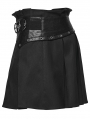 Black Gothic Punk Pleated A-Line Mini Skirt