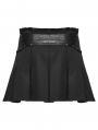 Black Gothic Punk Pleated A-Line Mini Skirt