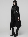 Black Gothic Punk Double-Zipper Skeleton Coat for Women