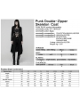Black Gothic Punk Double-Zipper Skeleton Coat for Women