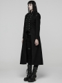 Black Retro Gothic Double-Breasted Woolen Long Coat for Women