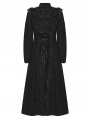 Black Retro Gothic Double-Breasted Woolen Long Coat for Women
