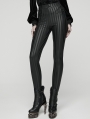 Black Gothic Striped Leggings for Women