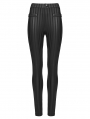 Black Gothic Striped Leggings for Women