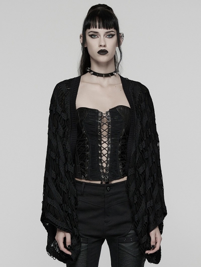 Black Gothic Decadent Punk Style Cardigan for Women