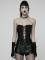 Black Gothic Punk Pleated Lace-Up Tube Top for Women