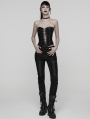 Black Gothic Punk Pleated Lace-Up Tube Top for Women