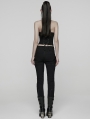 Black Gothic Punk Pleated Lace-Up Tube Top for Women
