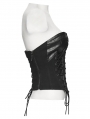 Black Gothic Punk Pleated Lace-Up Tube Top for Women