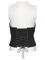 Black Gothic Punk Pleated Lace-Up Tube Top for Women