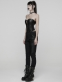 Black Gothic Punk Techwear Trousers for Women