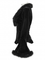Black Gothic Furry V-Neck Velvet Cardigan for Women