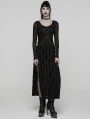 Black Gothic Decadent Punk Style Slit Long Dress