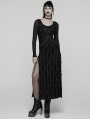 Black Gothic Decadent Punk Style Slit Long Dress