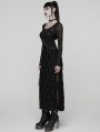 Black Gothic Decadent Punk Style Slit Long Dress