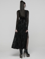 Black Gothic Decadent Punk Style Slit Long Dress