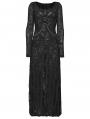 Black Gothic Decadent Punk Style Slit Long Dress