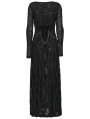 Black Gothic Decadent Punk Style Slit Long Dress