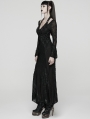 Black Gothic Punk Halterneck Asymmetric Long Dress