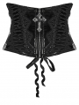 Black Gothic Cross Bat Patent Leather Corset Waistband