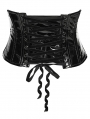 Black Gothic Cross Bat Patent Leather Corset Waistband