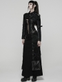 Black Gothic Punk Women's Cropped Jacket with Detachable Chain