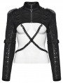 Black Gothic Punk Women's Cropped Jacket with Detachable Chain