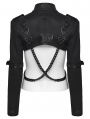 Black Gothic Punk Women's Cropped Jacket with Detachable Chain