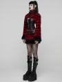 Black and Red Gothic Punk Striped Fluffy Fur Coat for Women