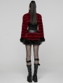 Black and Red Gothic Punk Striped Fluffy Fur Coat for Women