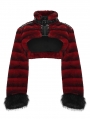 Black and Red Gothic Punk Striped Fluffy Fur Coat for Women